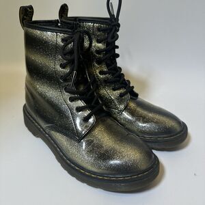 Dr Martens 1460 Glitter Boots Black Gold Metallic Lace Up Women 7